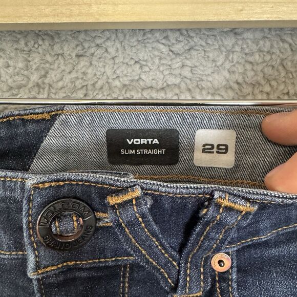 Volcom Jeans Men 29x27 Blue Vorta Slim Straight Denim‎ Mid Rise Casual Stretch - Picture 3 of 11